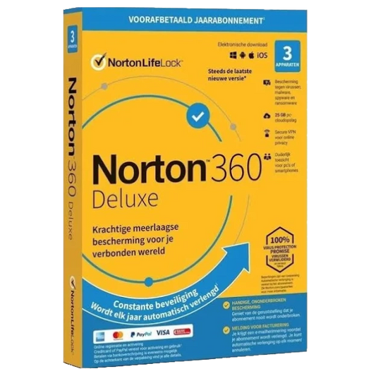 Norton 360 Deluxe - 3 Apparaten - 1 jaar - 2024- 25GB Cloud Opslag